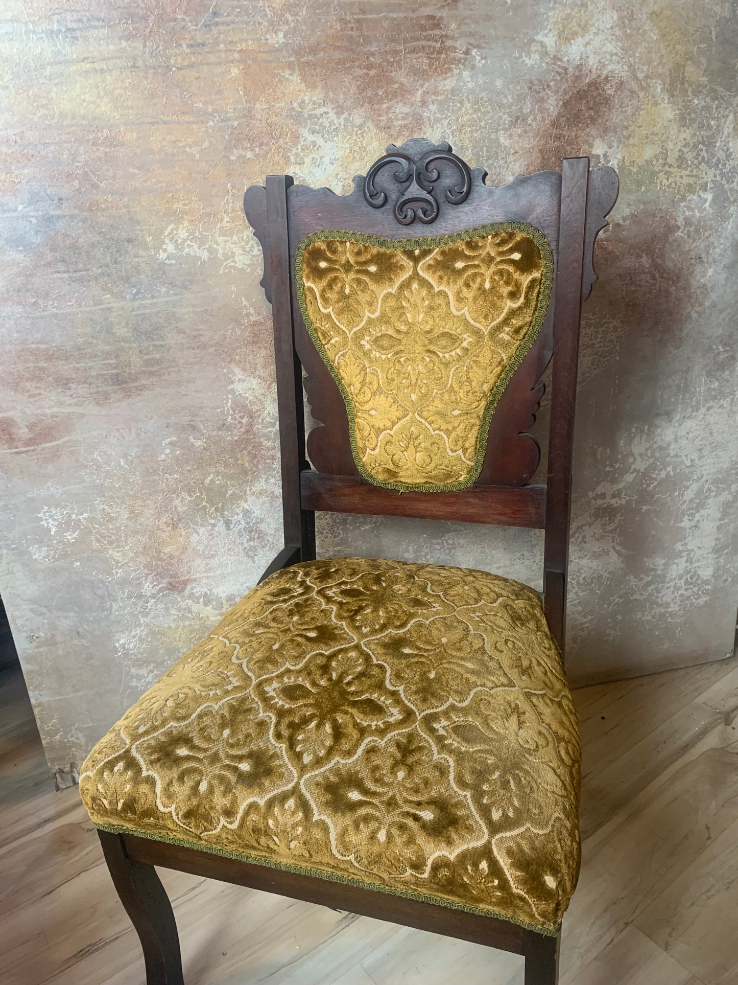 Crushed Velvet Mustard-Yellow Chair