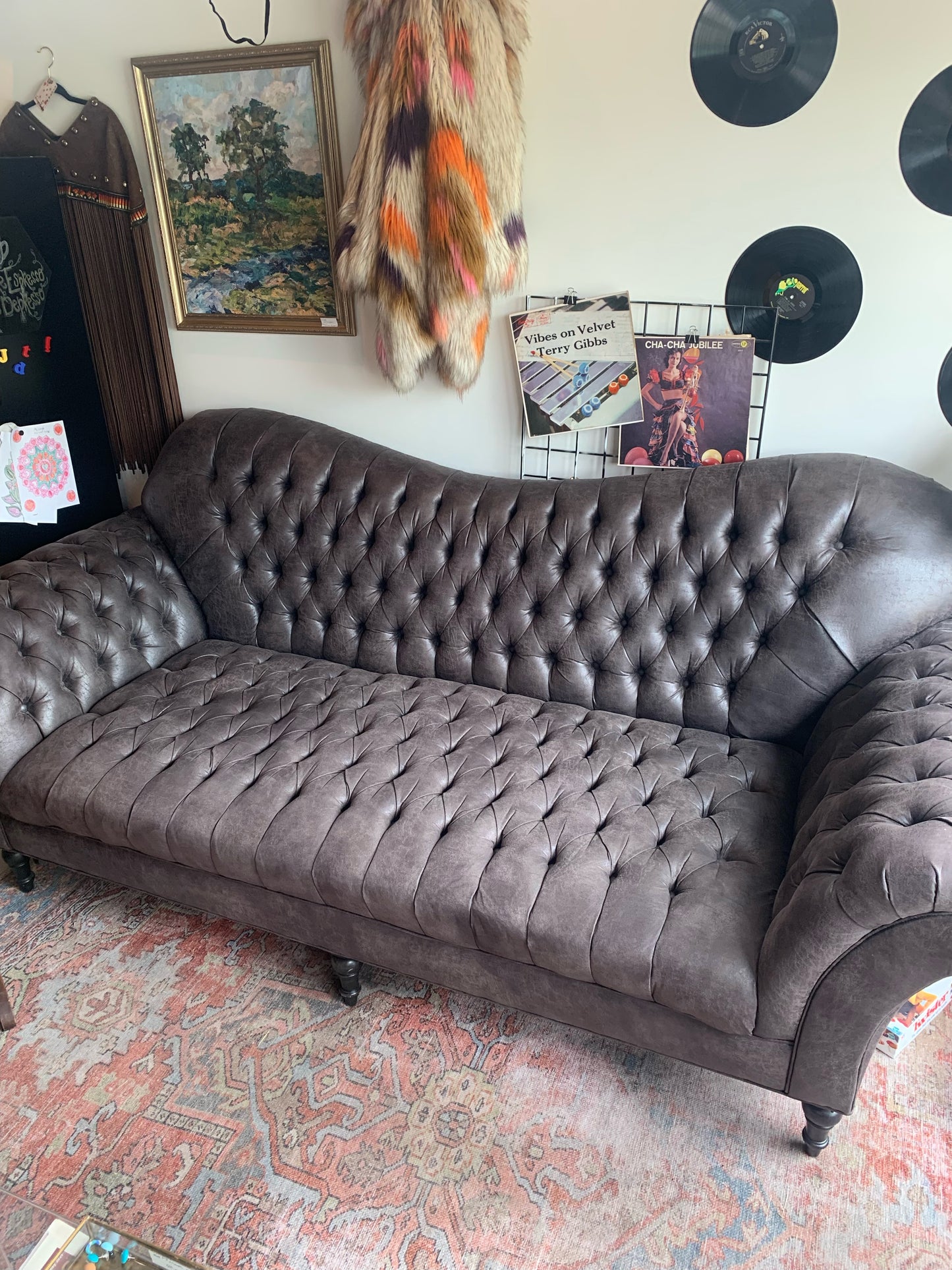 Charcoal Bull Leather Sofa