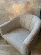 Low Back Lightly Tufted Linen Accent Chair