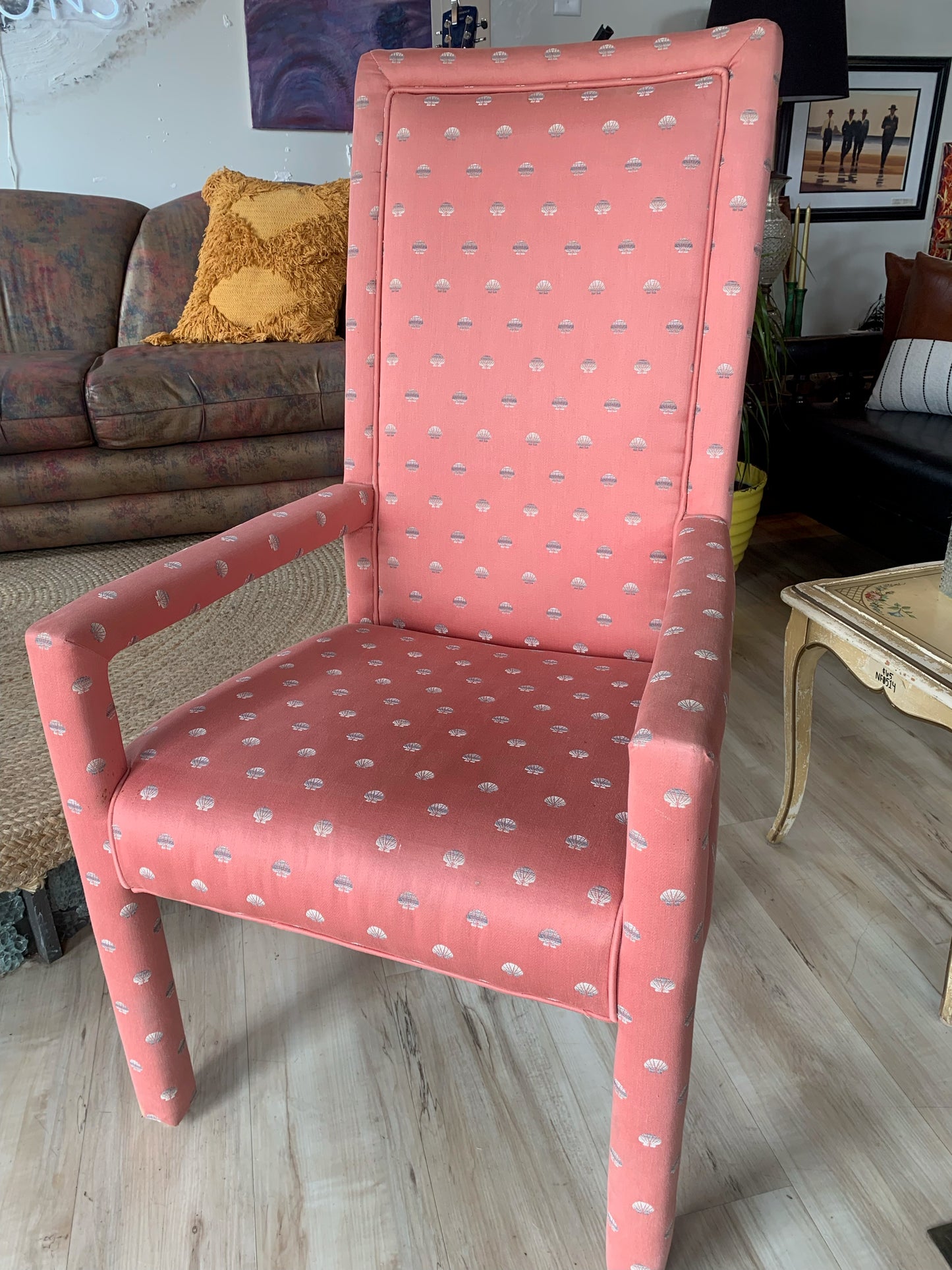 80s Salmon Clamshell Dining Chair