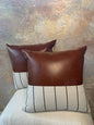 Caramel Leather Striped Accent Pillows