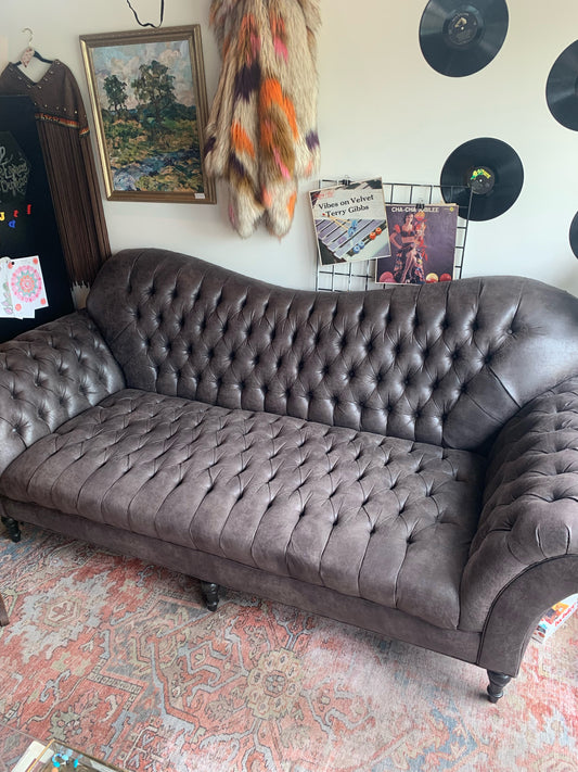 Charcoal Bull Leather Sofa